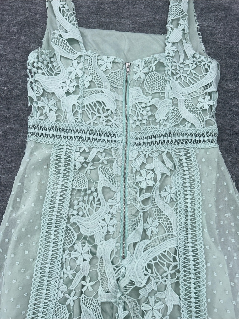 Just Me Women’s Mint Green Dress with Delicate Crochet Trim - Picture 9 of 11
